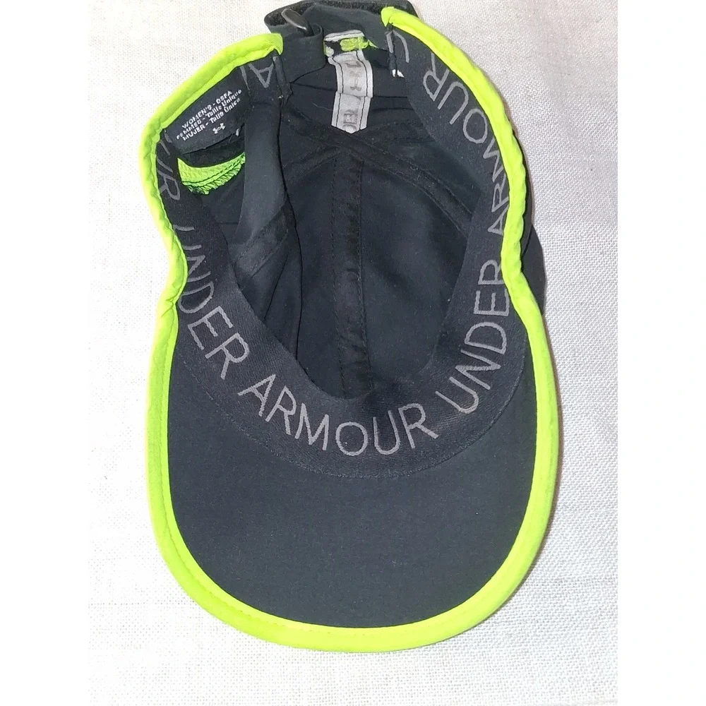 Under Armour ColdBlack Running Hat Womens OSFA Black Neon Green Performance Cap